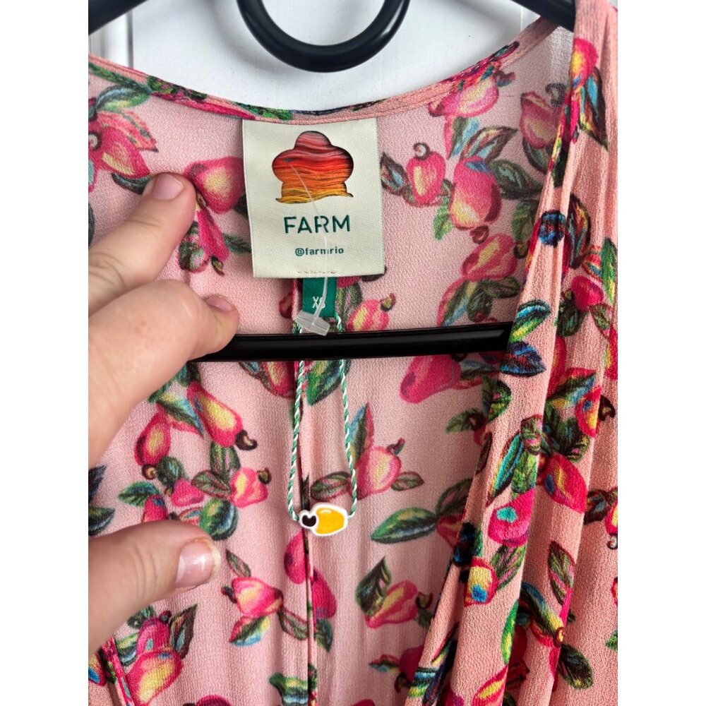 NWOT Farm Rio Dainty cashew Maxi Wrap Dress With Kimono Sleeves & Tie Waist XS - Picture 5 of 7